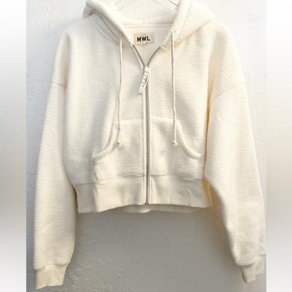 Madewell Sherpa Zip-Front Drawstring Hoodie Sweatshirt Size Large new with tags - Picture 5 of 11